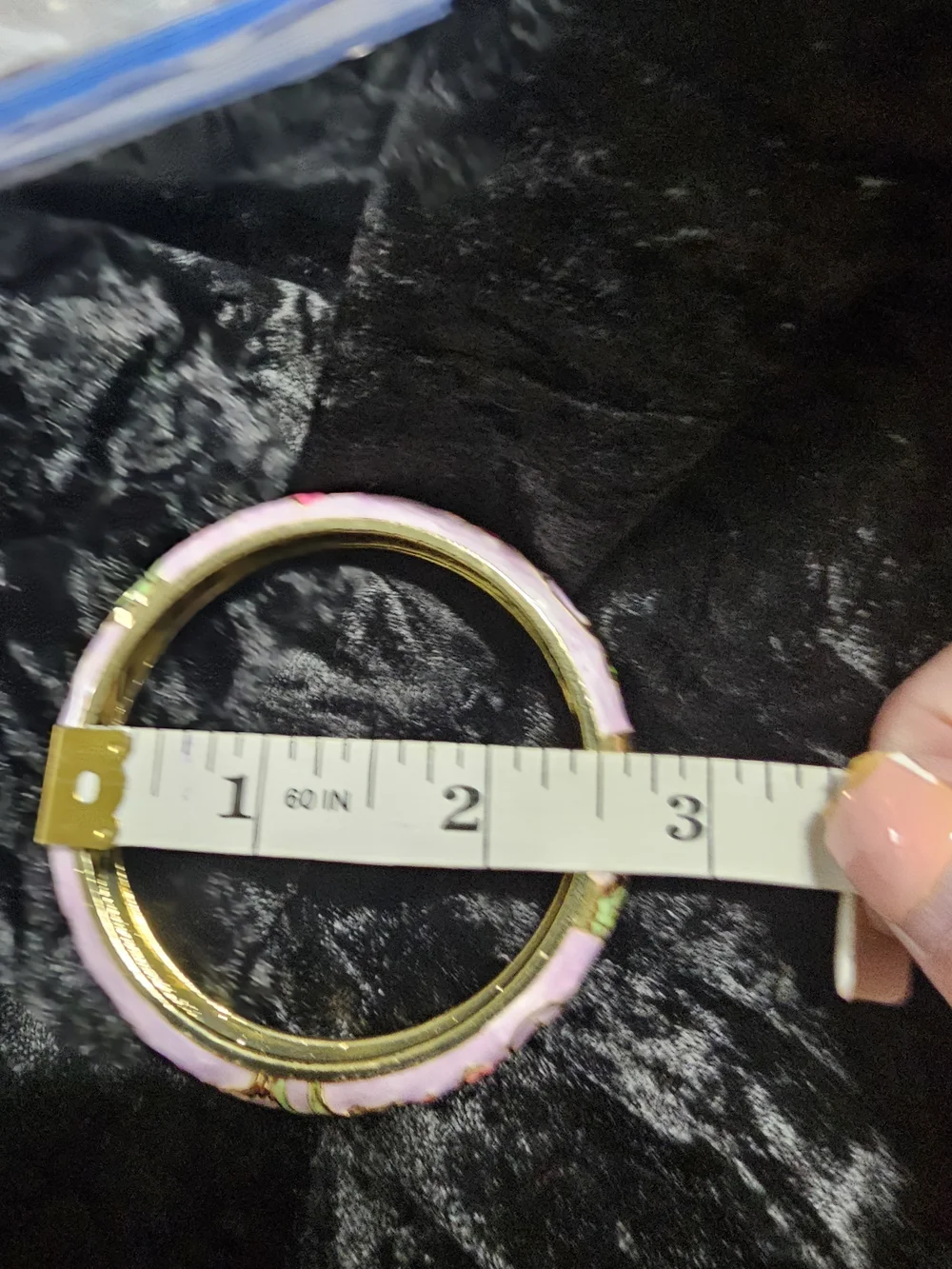 Gold-Tone Pink Floral Enamel Hinged Bangle Bracelet
